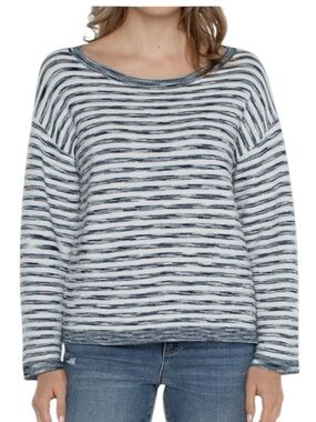 Liverpool Los Angeles Long Sleeves Boxy
Sweater in white/Blue stripes XL